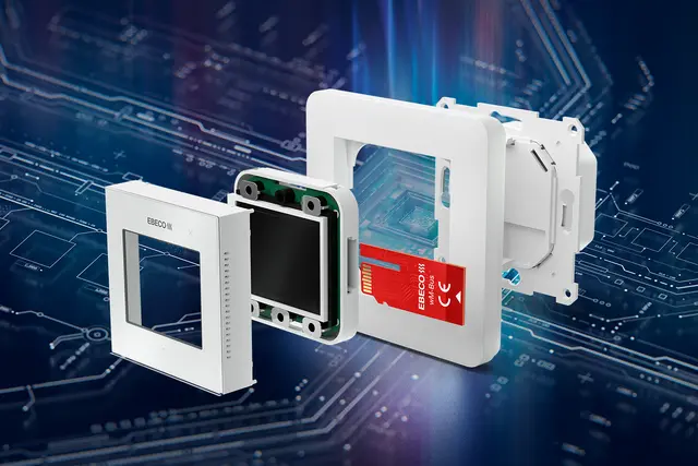 wM-Bus i sprängskiss med termostaten EB-Therm 500