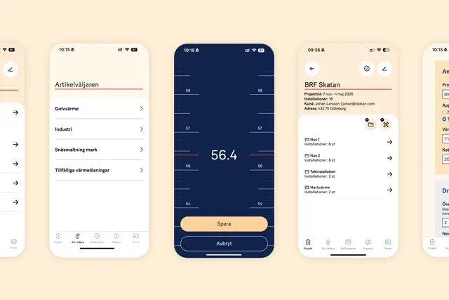 Nya Garantera-appen i olika vyer