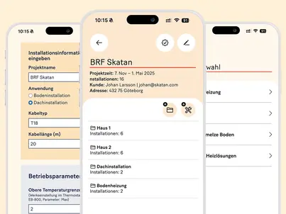 Garantera app med tre vyer