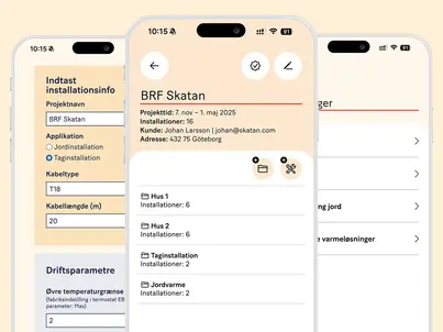 Garantera app med tre vyer